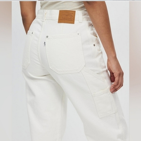 Levi's Cargo Dad * Utility Straight Denim Jeans Ecru - Picture 5 of 16